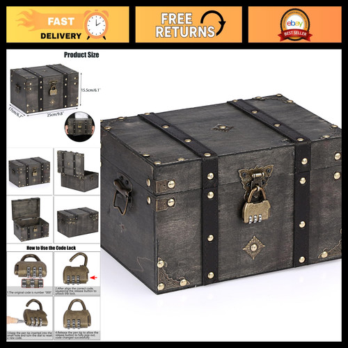 Vintage wooden treasure - wooden, chest