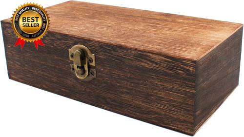 Wood storage box with lid - storage,